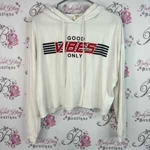 Top model sweater hoodie good vibes Trendy White 'Good Vibes Only' Hoodie
